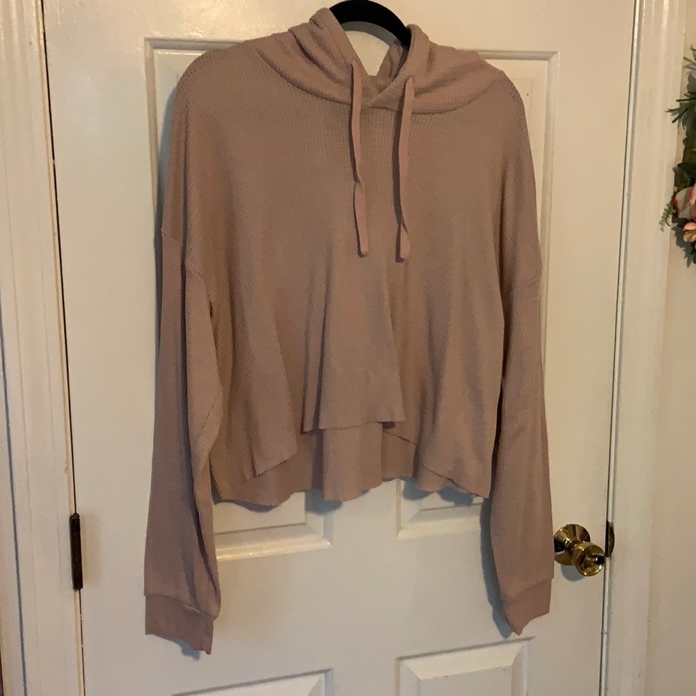 Wild Fable Pink Waffle Crop Pullover Hoodie AS IS